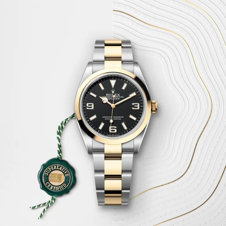 Rolex Explorer 36腕錶黃金鋼(蠔式鋼與黃金的組合)款,M124273-0001 | 永新鐘錶