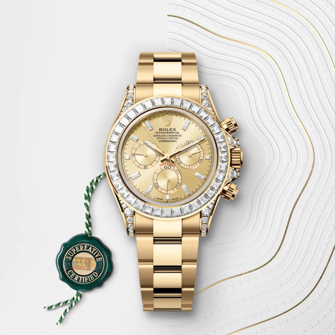 Rolex Cosmograph Daytona腕錶18K黃金,錶耳鑲鑽石款,M126598TBR-0001 - 永新鐘錶
