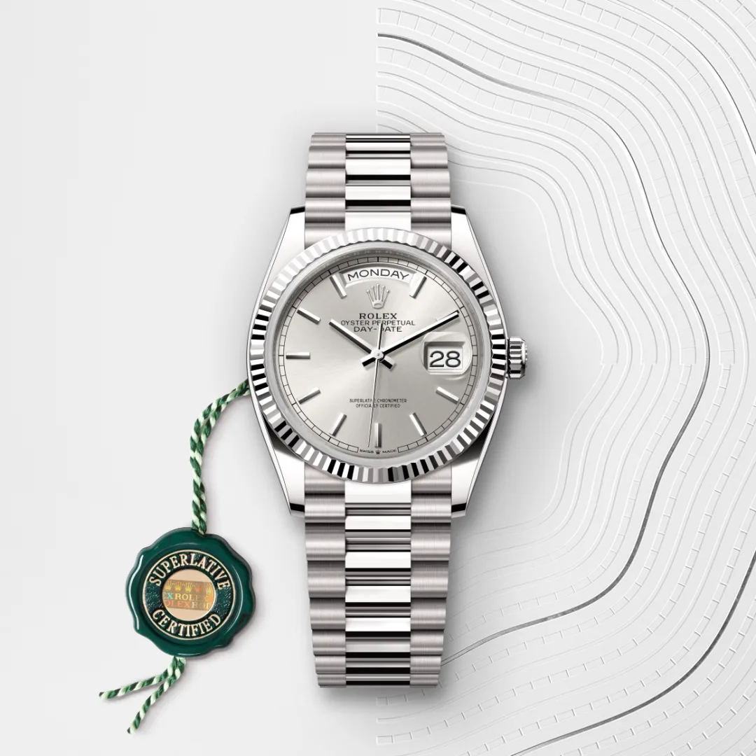 Rolex Day-Date 36腕錶18K白色黃金款，M128239-0005 - 永新鐘錶